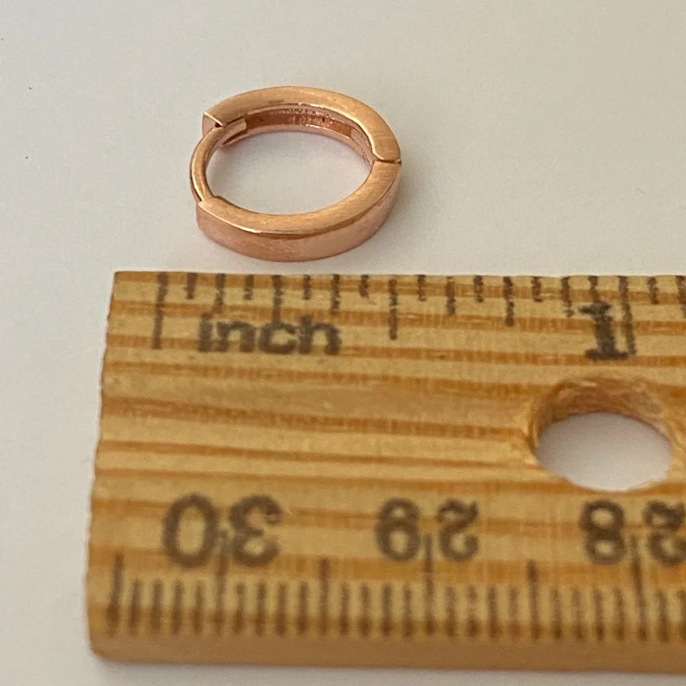 Unisex earrings 2mm 925 silver round hoop hoops 14k rose gold plated